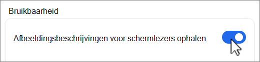 Schermopname van de knop Afbeeldingsbeschrijvingen ophalen.
