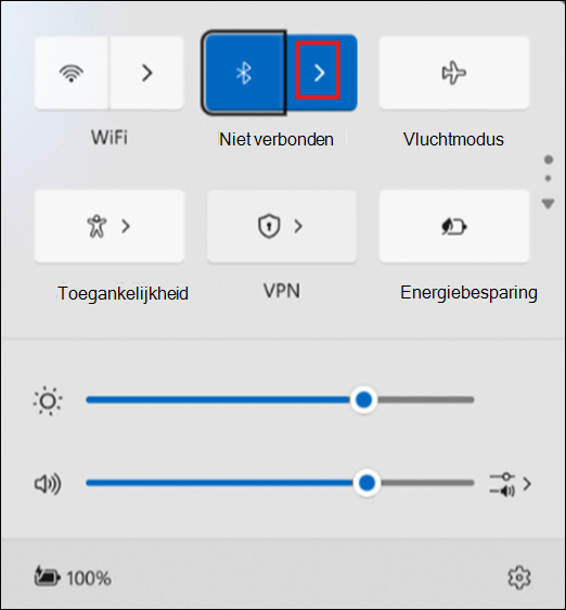 De knop Bluetooth-apparaten beheren in Snelle instellingen.