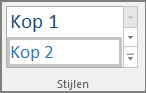 Schermafbeelding van het selecteren van een kopstijl in het menu Start.