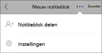 Knop Instellingen in Notitieblokken op iPhone.