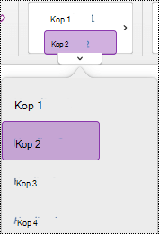Menu Kopstijl in OneNote voor Mac.