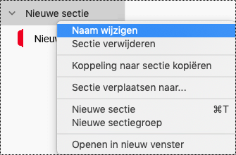 Naam van sectiegroep wijzigen in OneNote voor Mac