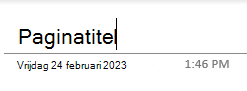 De tekstvelden voor de paginatitel op een pagina in OneNote voor Windows 10.
