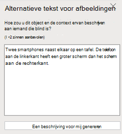 Het deelvenster Alternatieve tekst voor afbeeldingen in webversie van PowerPoint.
