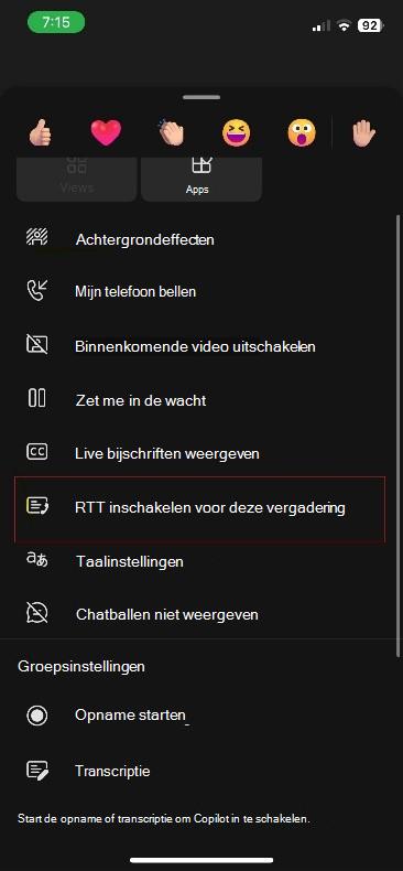 Meer acties voor Teams-vergaderingen in iOS.