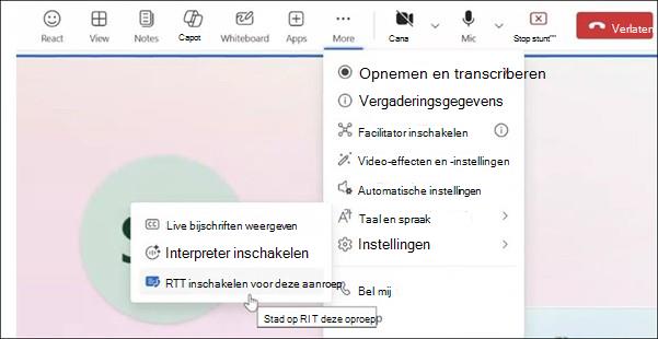Meer acties voor Teams-vergadering op internet.