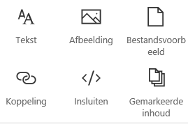 Schermafbeelding van het menu Webonderdeel in SharePoint.