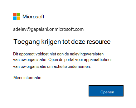 Het foutbericht dat wordt weergegeven wanneer u bent aangemeld bij de Edge-browser.