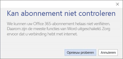 Schermopname van het foutbericht Kan abonnement niet verifiëren