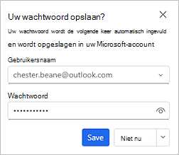 Schermopname van het dialoogvenster waarin wordt aangeboden om uw wachtwoord op te slaan