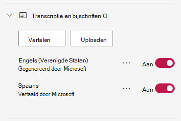 Gebruikersinterface met een resulterend vertaalde transcriptie