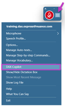 Screenshot ahows the DC menu.