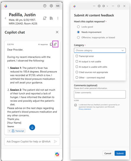 AI-feedback vanuit de desktop-app.