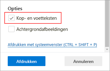 Kop- en voetteksten selecteren