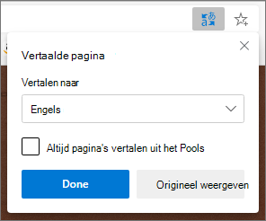 Microsoft Translator-deelvenster met de status van de vertaling.