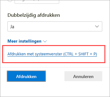 Dialoogvenster Afdrukken met systeem