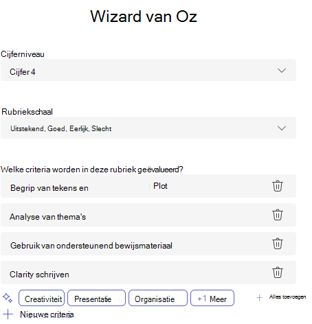 ai rubric criteria
