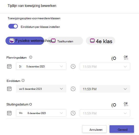 tijdlijn bewerken