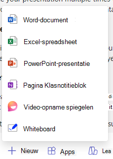 Schermopname van nieuwe opties.