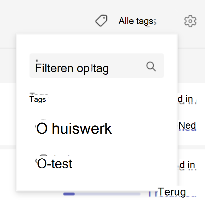 De vervolgkeuzelijst die wordt weergegeven na het selecteren van alle tags 2 tagopties wordt weergegeven.