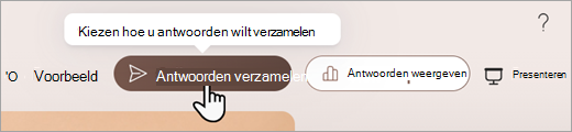 Schermafbeelding die laat zien waar u kunt instellen hoe u antwoorden wilt verzamelen in Microsoft Forms.