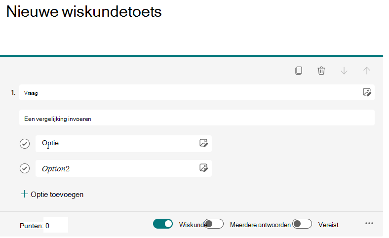 Schermafbeelding van wiskundige schakeloptie.