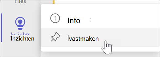 Schermafbeelding van Inzichten vastmaken aan app-balk.