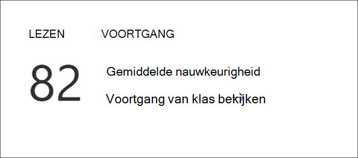Schermopname met toegangspunt voor het weergeven van gedetailleerde leesvoortgangsgegevens in Inzichten. Het gemiddelde nauwkeurigheidspercentage wordt vermeld met een link om er dieper in te duiken.