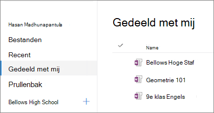 Schermopname van notitiebloknamen.