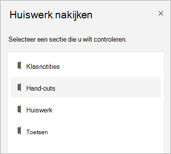 Selecteer een sectie die u wilt controleren.