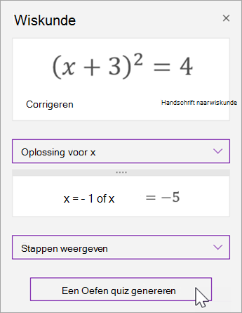 Selecteer Wiskundetoets genereren.