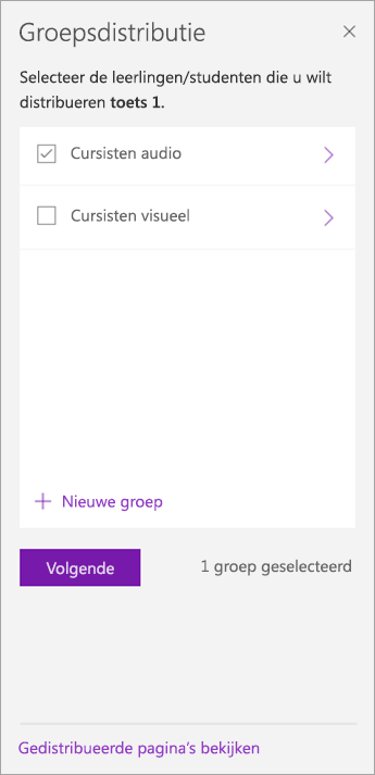 Schakel het selectievakje naast de groep in