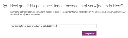 Typ namen van personeelsleden om ze toe te voegen aan Staff Notebook.