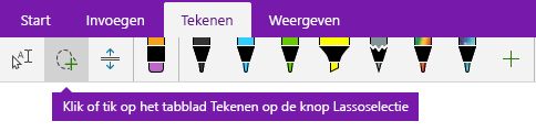 De knop Lasso selecteren op het tabblad Tekenen