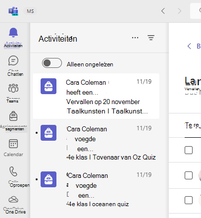 Schermopname van activiteit.