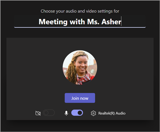 Schermopname van het scherm waarin een docent een vergadering begint in Microsoft Teams for Education.