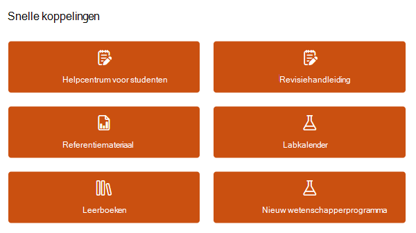 Schermafbeelding van snelkoppelingen.