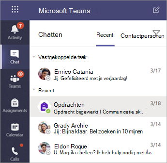 Schermopname van privéchats van leerlingen/studenten in Teams.