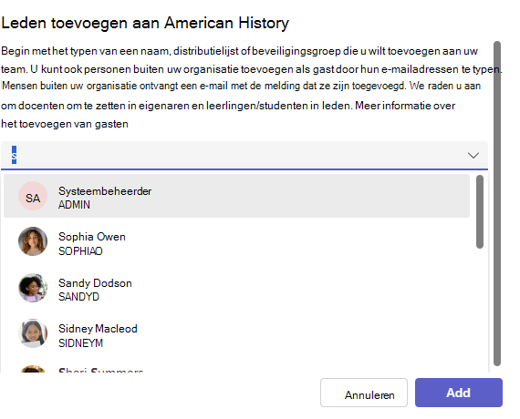 Lijst met leerlingen/studenten