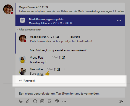 Schermafbeelding van een gesprek beantwoorden.