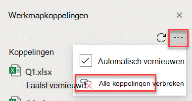 De opdracht Alle koppelingen verbreken in het deelvenster Koppelingen beheren.