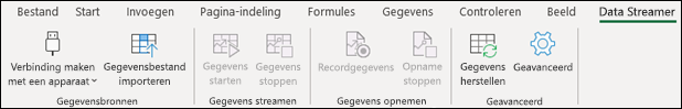 De invoegtoepassing Data Streamer in het lintmenu van Excel