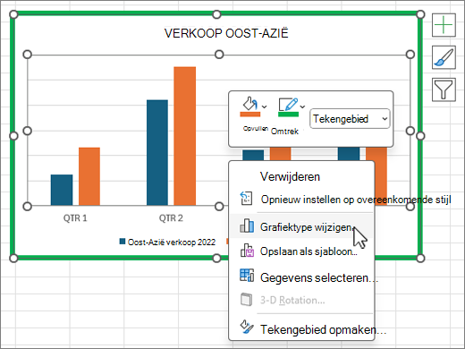 Contextmenu voor grafiek met rechtermuisknop