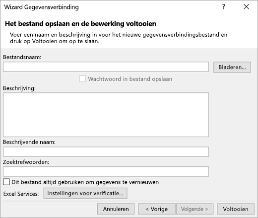Scherm 3 van wizard Gegevensverbinding