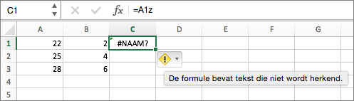 Plaats de muisaanwijzer op een foutsymbool voor een uitleg van de fout
