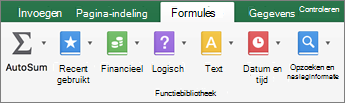 Klik op het tabblad Formules op Tekst.