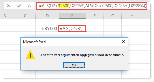 Excel-bericht wanneer u komma toevoegt aan een waarde.
