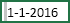 Cel met spatie geselecteerd voor 1-1-2016