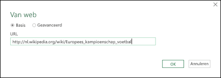 > Power Query Van webinvoer-URL > dialoogvenster