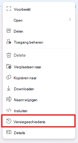 De optie Versiegeschiedenis van Excel
